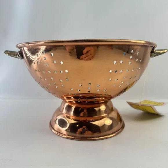 New Vintage ODI Colander Copper Brass Nickel Footed Pedestal 9" Strainer Decor - Picture 7 of 11